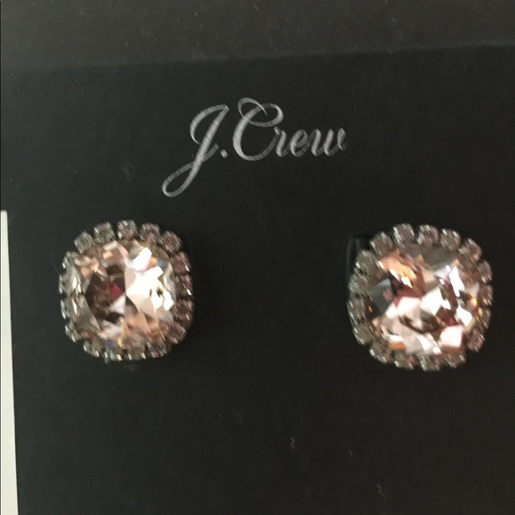 J Crew pink crystal stud earring with pave surround - Picture 1 of 4